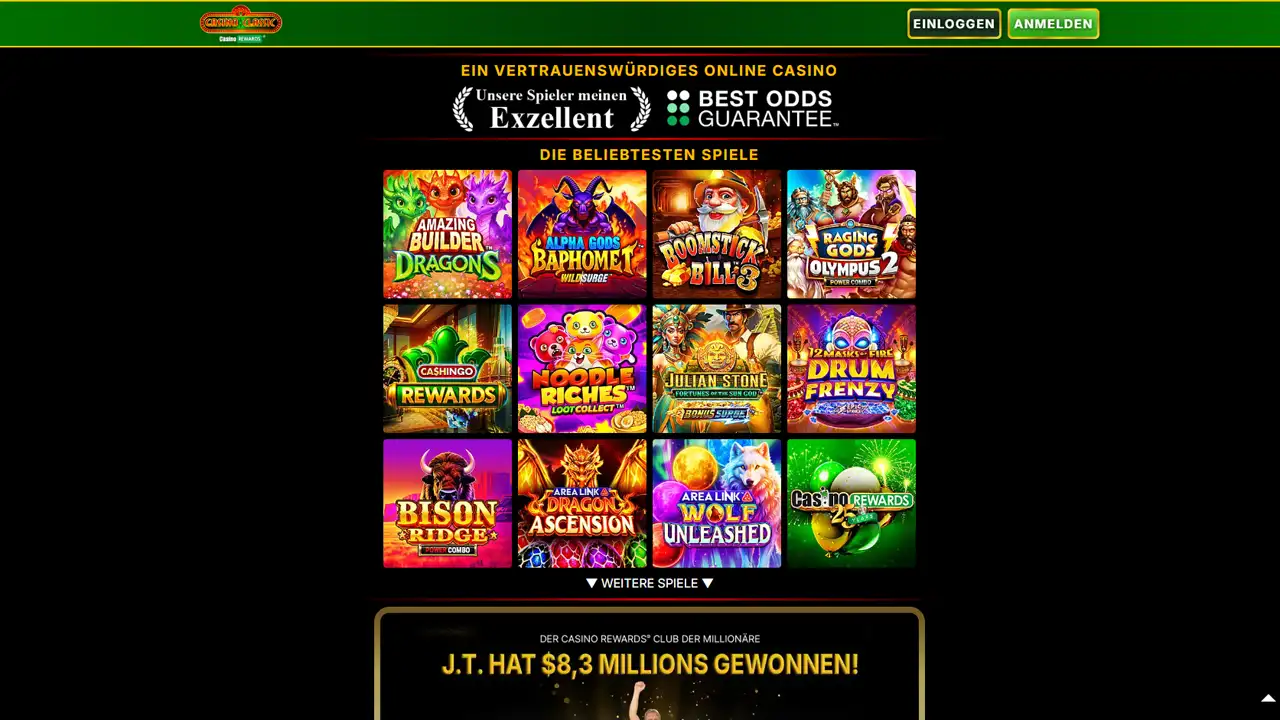 Casino Classic Website und Benutzeroberfläche