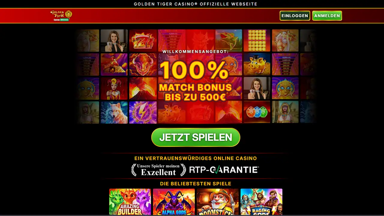 Golden Tiger Casino – Ansicht der Website
