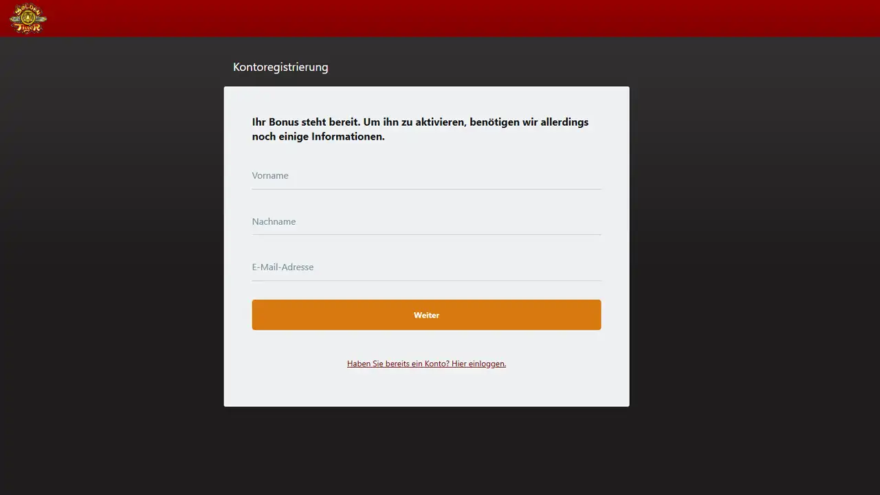Golden Tiger Casino – Registrierungsformular